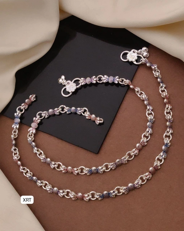 KANAF Premium Oxidised Designer Anklet Pair