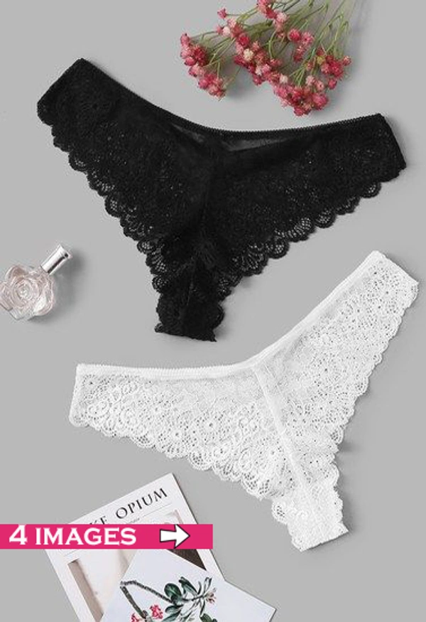InnerFeel 2 Pack Black & White Lace Hipster