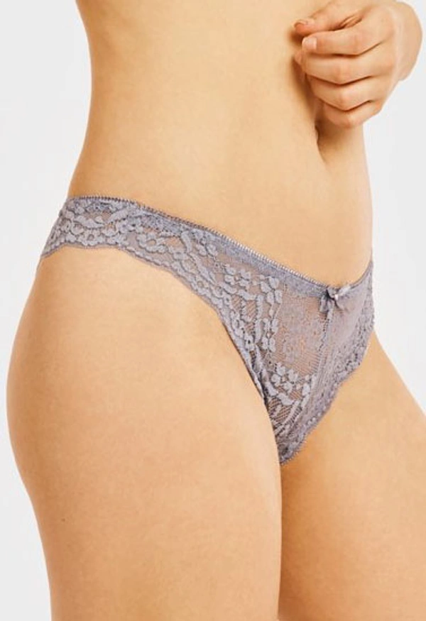 InnerFeel 2 Pack Sexy Cheeky Back Lace Thong Panties - M, Assorted