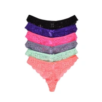 InnerFeel 2 Pack Sexy Cheeky Back Lace Thong Panties - M, Assorted