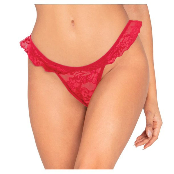 InnerFeel 2 pack Sexy Lace Ruffled Thong Panties - S, Assorted