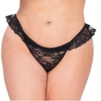 InnerFeel 2 pack Sexy Lace Ruffled Thong Panties - S, Assorted
