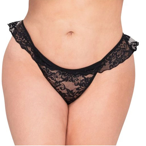 InnerFeel 2 pack Sexy Lace Ruffled Thong Panties - S, Assorted