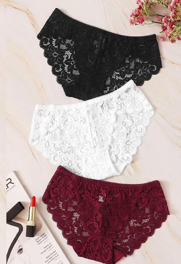 InnerFeel 3 pack Lace Flowers hipster Panties - M, Assorted