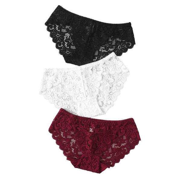 InnerFeel 3 pack Lace Flowers hipster Panties - M, Assorted