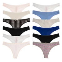 InnerFeel 3 PACK PURE COTTON THONG PANTIES - M, Assorted