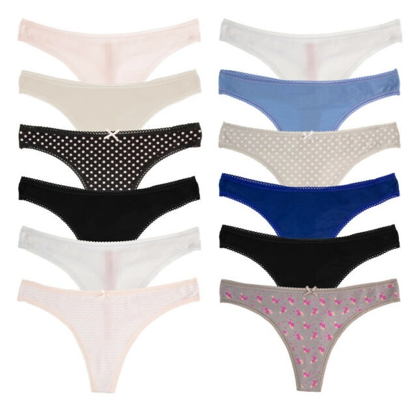InnerFeel 3 PACK PURE COTTON THONG PANTIES - M, Assorted