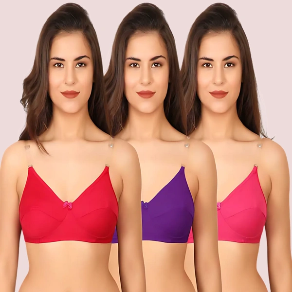 InnerFeel 3 Pairs Clear Transparent Back Regular Bras