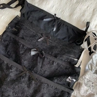 InnerFeel 4 Pieces Black Sexy Lace Nylon Panties