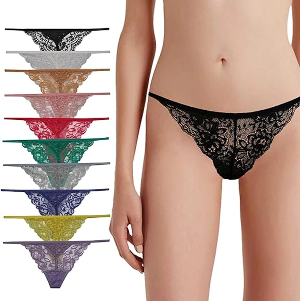 InnerFeel 4-Pack Lace G-Strings for Everyday Luxury - L, Assorted
