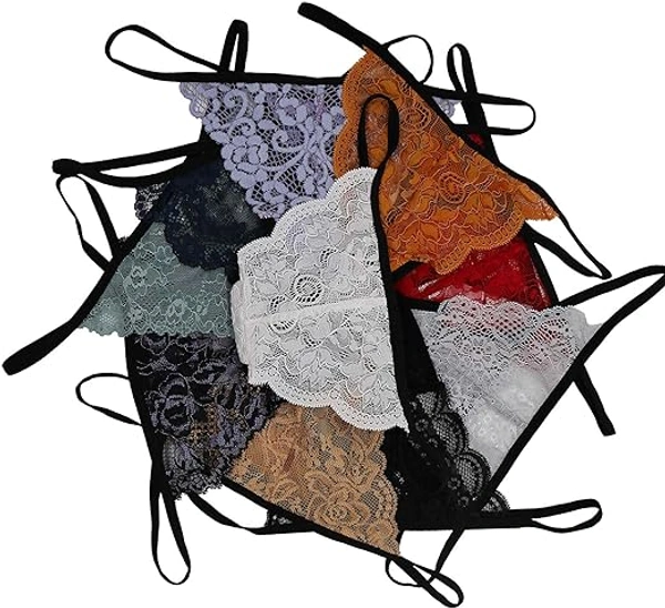 InnerFeel 4-Pack Lace G-Strings for Everyday Luxury - L, Assorted