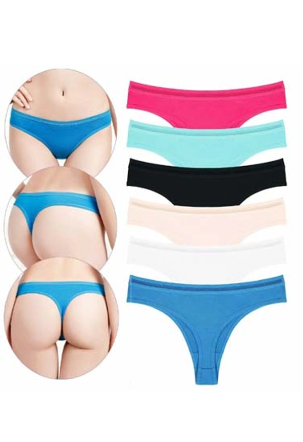 InnerFeel 6 PACK PURE COTTON THONG PANTIES - XXL, Assorted