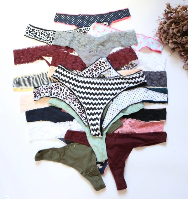 InnerFeel 7 Pack Sexy thong Panties Variety Pack - L, Assorted