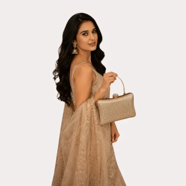 Inner Feel Champagne Glow Luxe Evening Clutch Bag