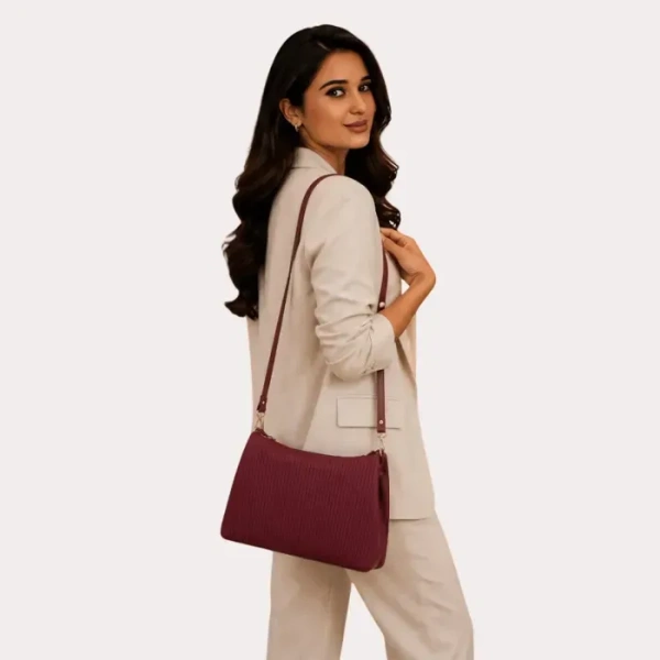 Inner Feel Velvet Wine Elegance Shoulder Bag