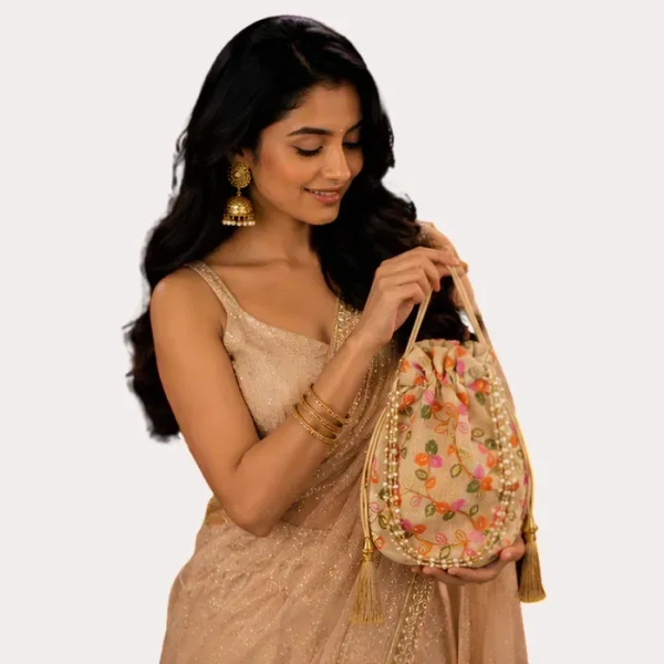 Inner Feel RoyalBloom Embroidered Potli Bag for Women