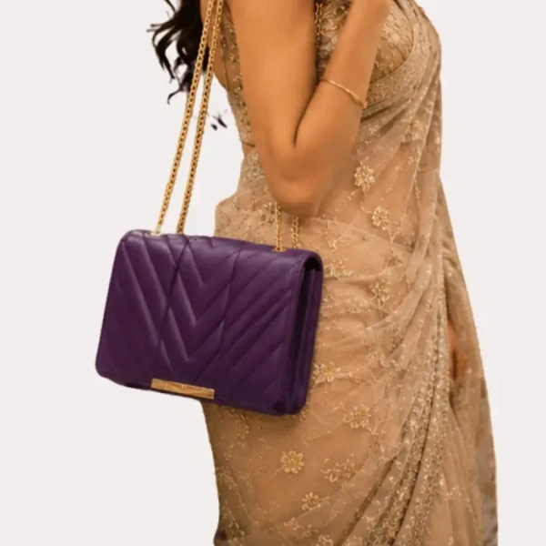 Inner Feel Royal Orchid Quilted Chain Sling Bag