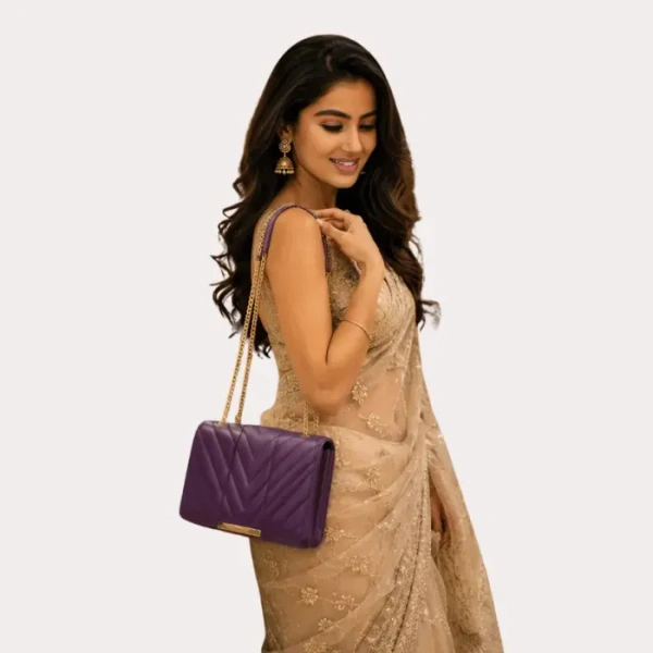 Inner Feel Royal Orchid Quilted Chain Sling Bag
