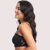 InnerFeel Adjustable Strap Tube Bra for Women (Unpadded) - Dark Black, 30B