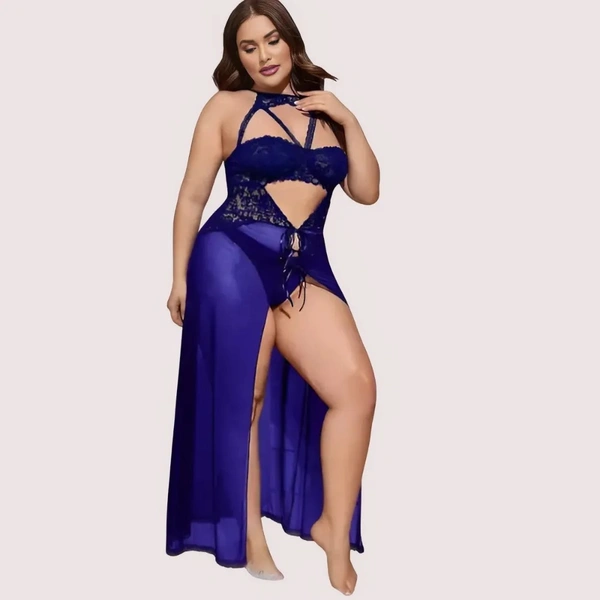 InnerFeel Azure Bloom Women's Blue Babydoll Set - XL, As Per Product Image