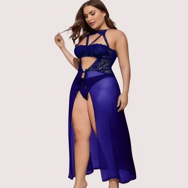 InnerFeel Azure Bloom Women's Blue Babydoll Set - XL, As Per Product Image