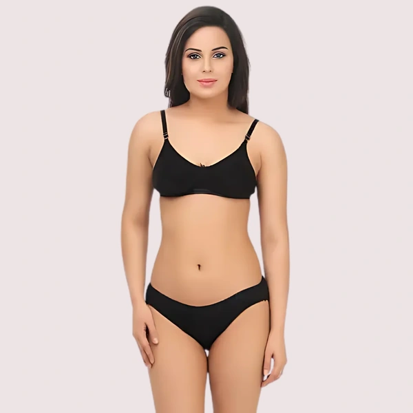 InnerFeel Black Absolute Everyday Bra Panty Set - Black, 30
