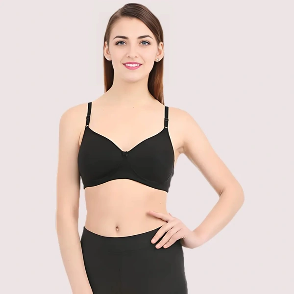 InnerFeel Black Non Wired Padded Bra - Black, 32B