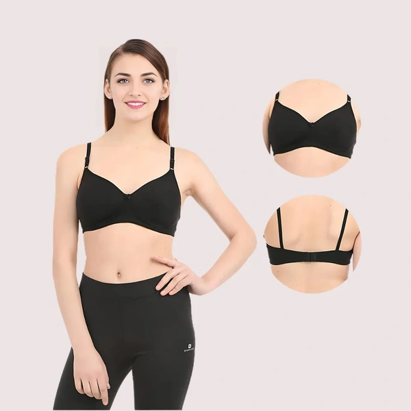 InnerFeel Black Non Wired Padded Bra - Black, 32B