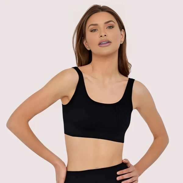 InnerFeel "Black"High Impact Seamless Perfect Fit Sports Bra - L, Black