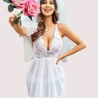 InnerFeel Bridal White Lace & Sheer Babydoll Nightwear