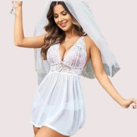 InnerFeel Bridal White Lace & Sheer Babydoll Nightwear