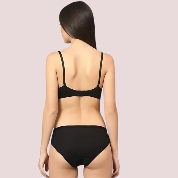 InnerFeel Cherry Hug – Black Cotton Bra & Panty Set - 36 B