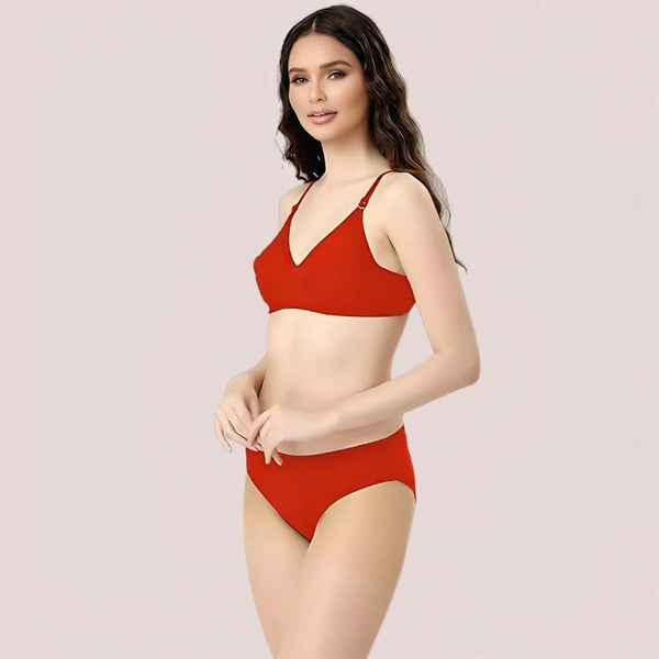 InnerFeel Cherry Hug – Red Cotton Bra & Panty Set - 30 B