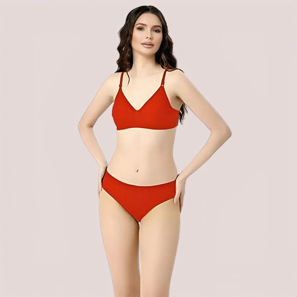 InnerFeel Cherry Hug – Red Cotton Bra & Panty Set - 30 B