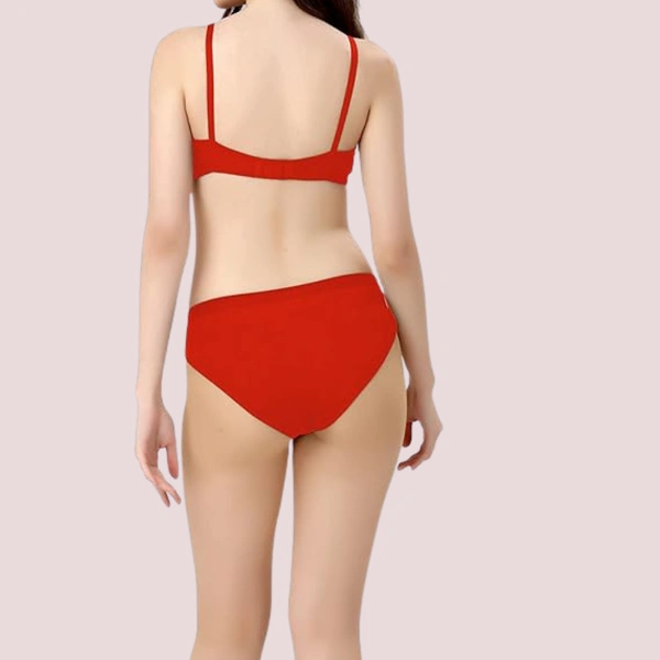 InnerFeel Cherry Hug – Red Cotton Bra & Panty Set - 30 B