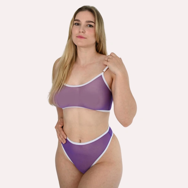 InnerFeel Clear Elegance Transparent Bra & Thong Set - XL, Black