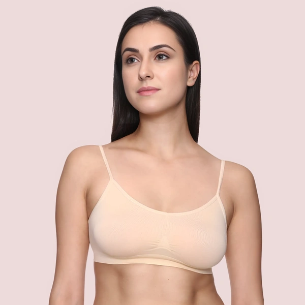 InnerFeel "Comfort" Beige Thin Straps Sports Bra - Beige, 34B
