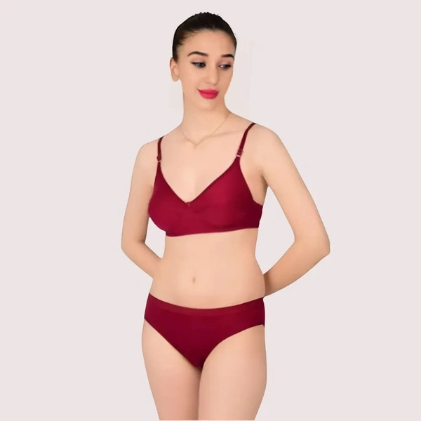 InnerFeel Comfortable Cotton Bra & Panty Set for Women (2 pack) - 32, assorted