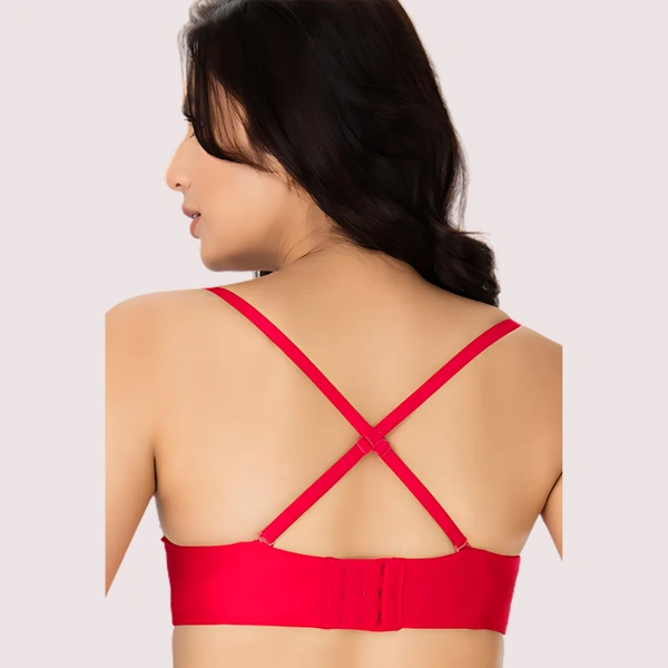 InnerFeel "COMFY" Moon Red Seamfree Luxury Strapless Multiway Padded Bra - Red, 36B