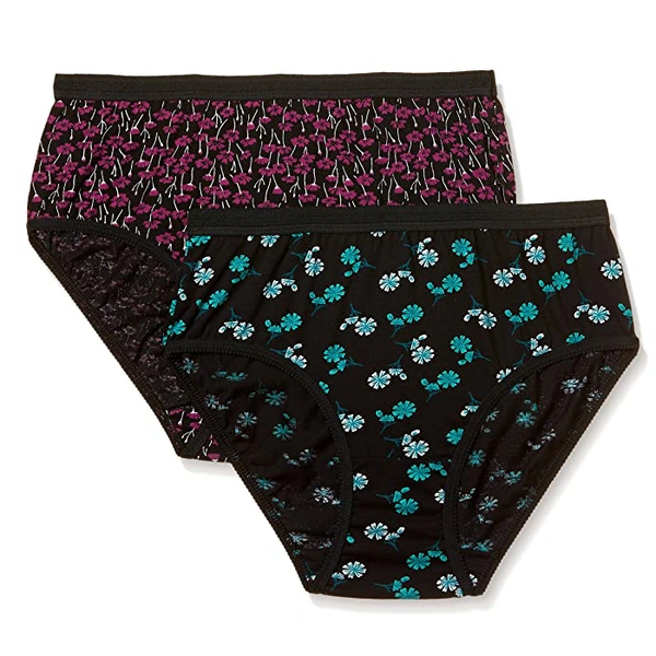 InnerFeel Comfy Plus Size Daily Wear Cotton Panties-2 + 1 Free Bra - XXL, Assorted, 44