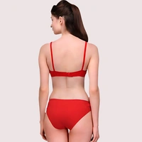 InnerFeel Comfy Red Cotton Everyday Bra Panty Set - Red, 32