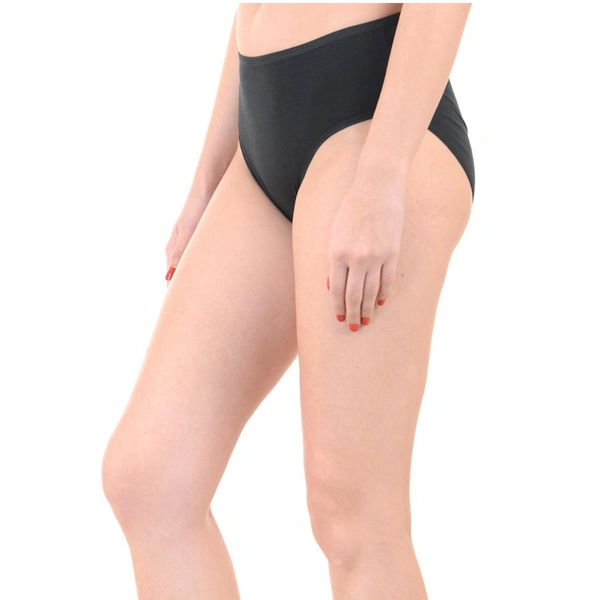 InnerFeel Comfy Snazzy Way Just My Size Women's Plus Size Tagless Black Cotton Panties(Pkt of 2) - L, Black