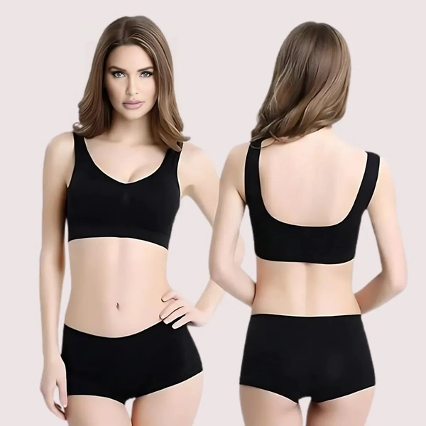InnerFeel Contrast Medium Support Sports Bra Twin Pack - M, Black & White