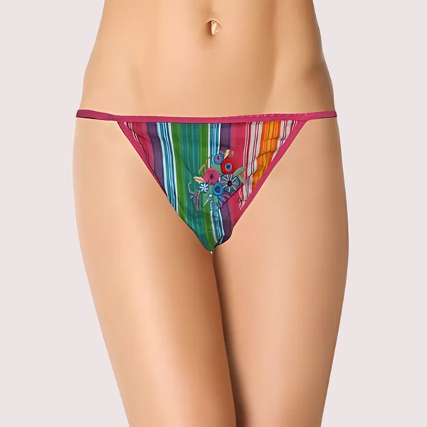 InnerFeel Cool Stripes N Flower Print G-String Thong - M, Pink