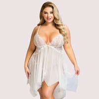 InnerFeel Douce Passion White Lace Trim Babydoll - 3XL