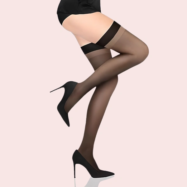 InnerFeel Dual-Shade Thigh-High Sheer Stockings – Pack of 2 (Grey & Black)