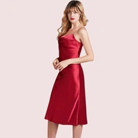 InnerFeel Elegant Cowl Neck Silk Nightgown for Comfort - M, Blush red