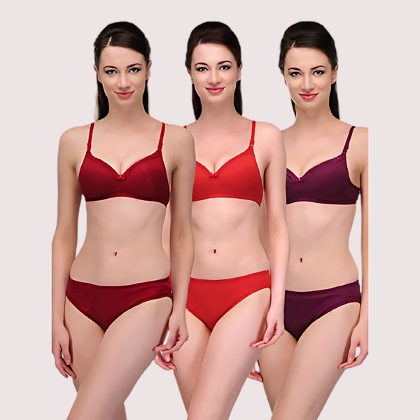 InnerFeel "Elegant" Solid Color Bra Sets ( Pk of 3) - 30