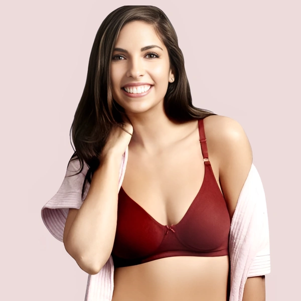 InnerFeel Everyday Soft Cotton Bra(Pack Of 2) - Maroon, 32