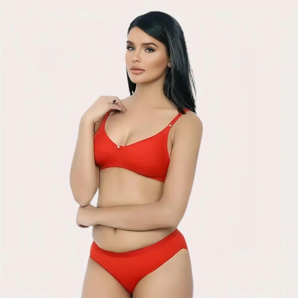 InnerFeel FD Organic Cotton Bra Set – Red | Soft, Skin-Friendly & All-Day Comfort - 30 A
